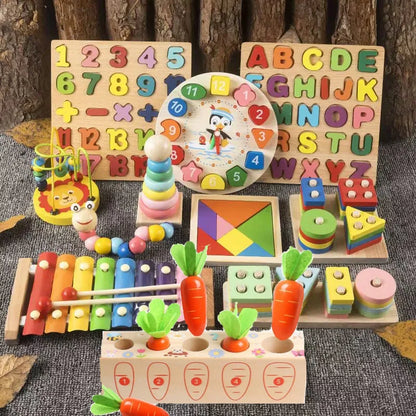 Montessori Wooden Toy Kids Baby Activity Cube Developmental Games Educational Learning Toys Wood Puzzle Sensory Toys 1 2 3 Years