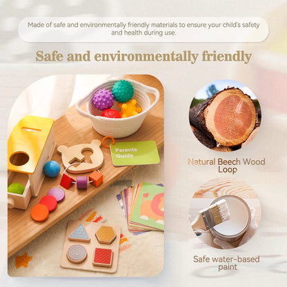 Baby Montessori Sensory Enlighten Toys Set Wooden Montessori Toys Silicone Puzzles Gmae For Family Early Education Wooden Toys